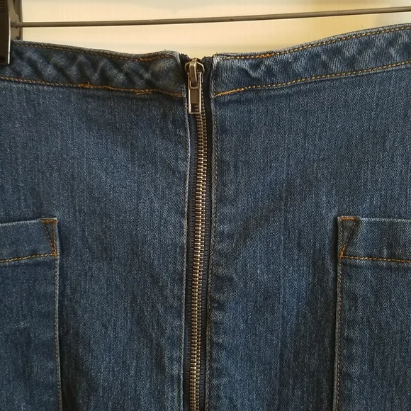 Refuge Denim Mini Skirt Large Zip Front - Picture 2 of 6